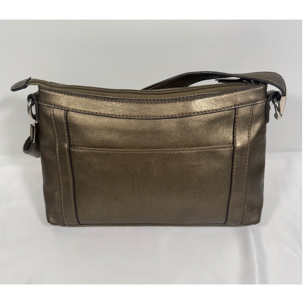 Liz & Co Shoulder Bag Womens Medium Bronze Metallic Faux Leather Y2K Satchel - Picture 3 of 14